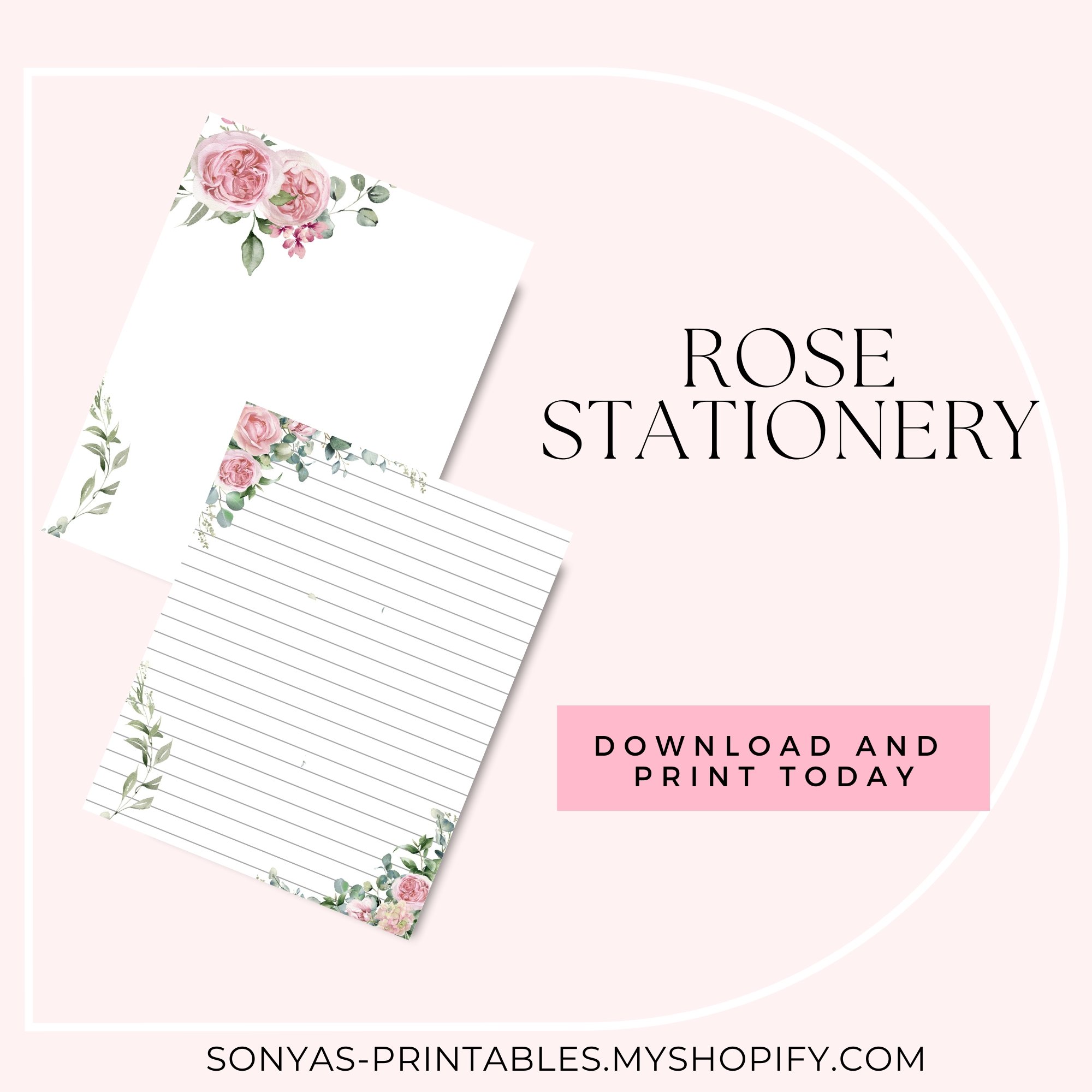 A Single Rose Floral Stationery Paper - 60 Sheets, 8.5x11", 70lb Text, For Inkjet/Laser Printers
