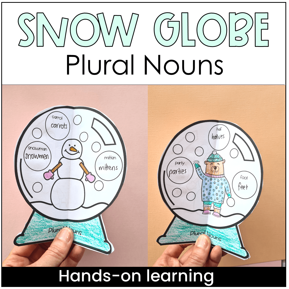 Snow Globe Plural Nouns Winter Craft Activity