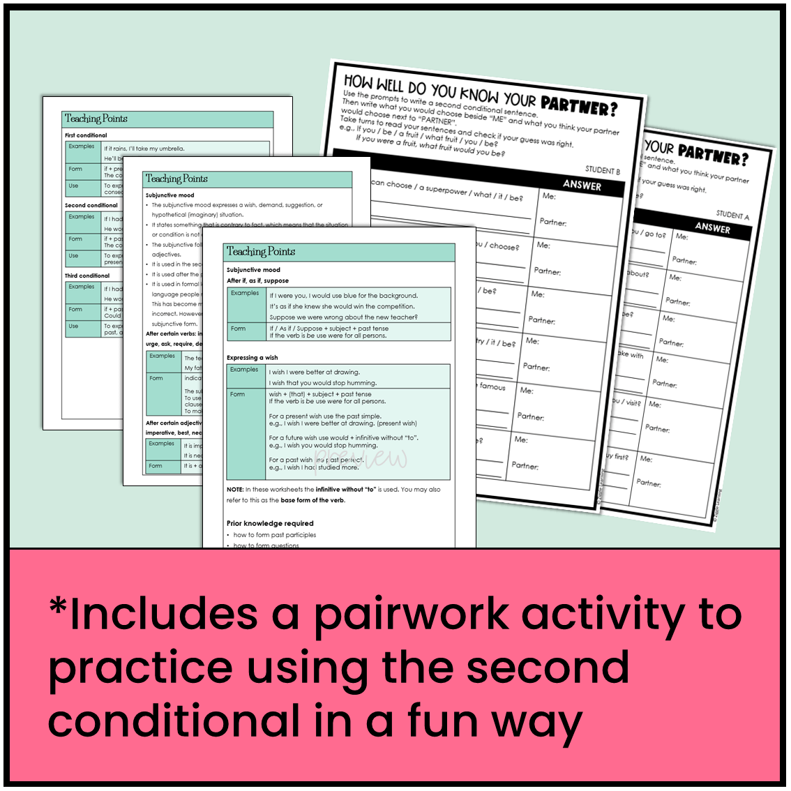 Includes a pairwork activity to practice using the second conditional in a fun way