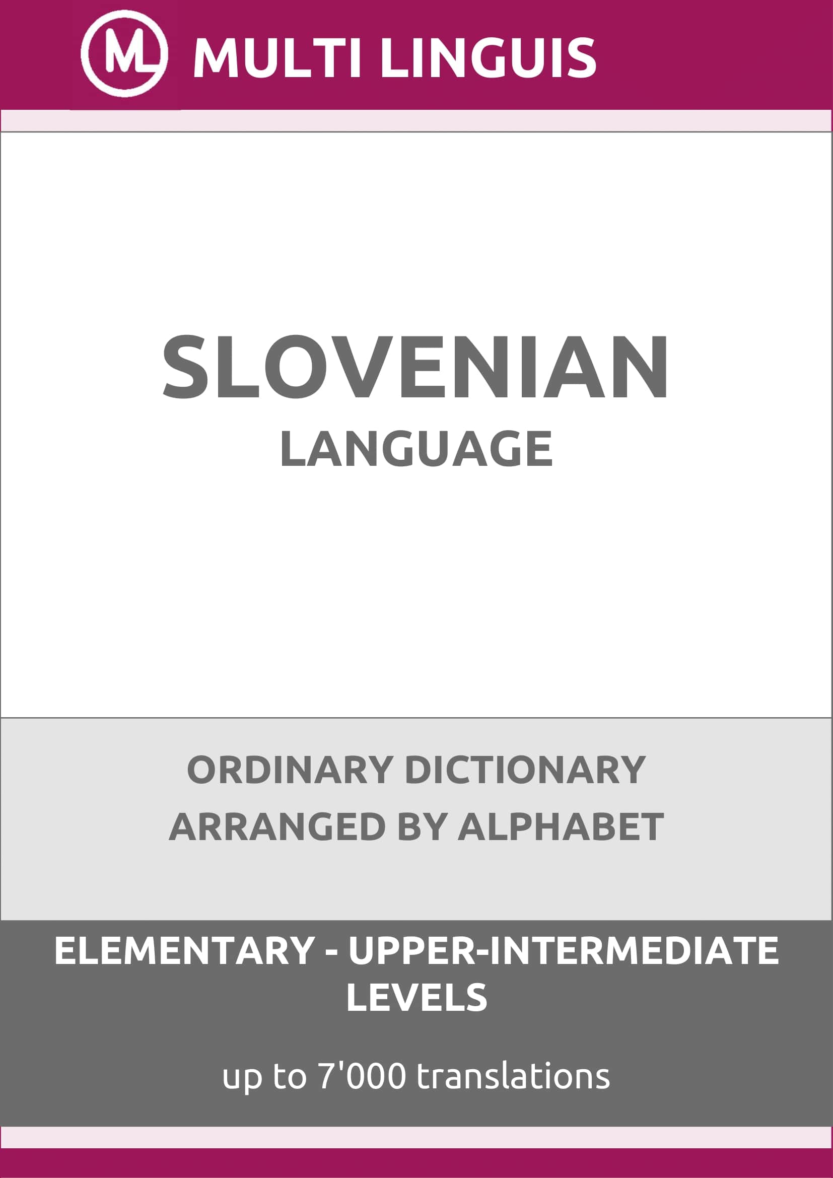 Slovenian Language Ordinary Dictionary (Arranged by Alphabet ...