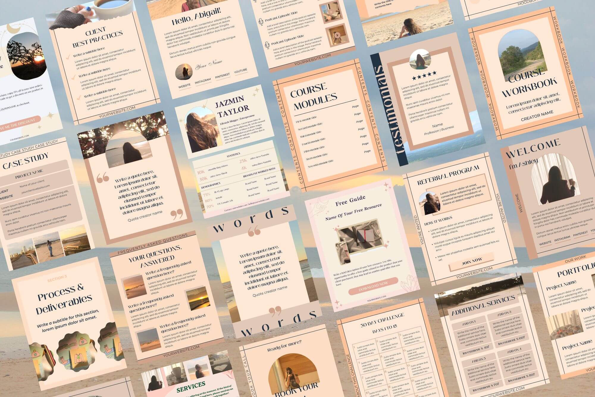 Example of some of the templates available in the Soulful Template Membership.