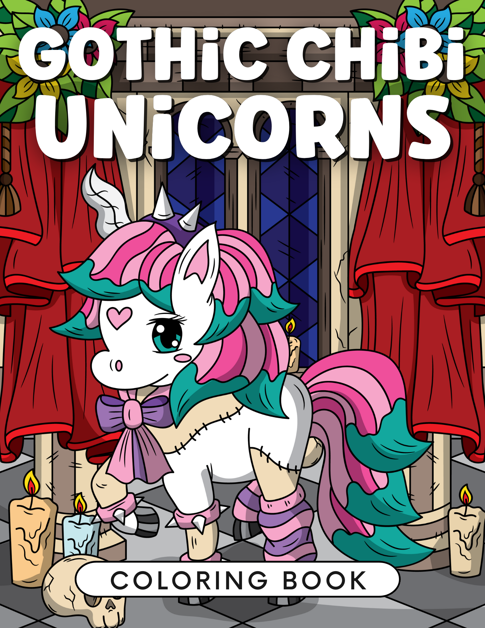 Gothic Chibi Unicorns Coloring Book