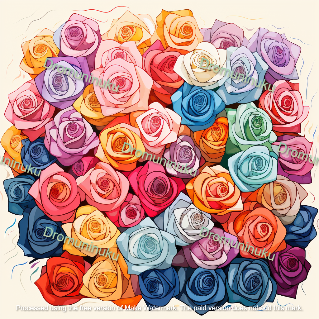 Blossoms of Love - A Digital Masterpiece of Multicolored Roses