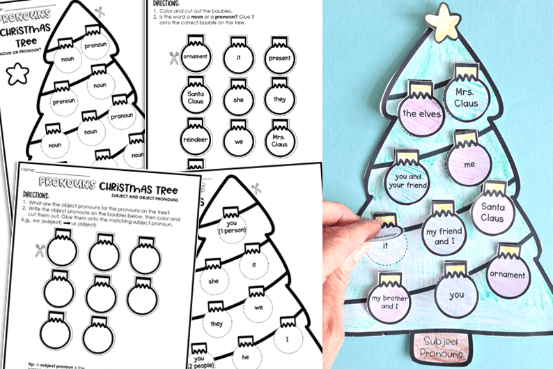Christmas tree with pronouns.