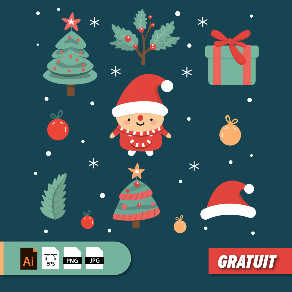 Illustrations de Noël gratuites. Fichier vectoriel pour Illustrator