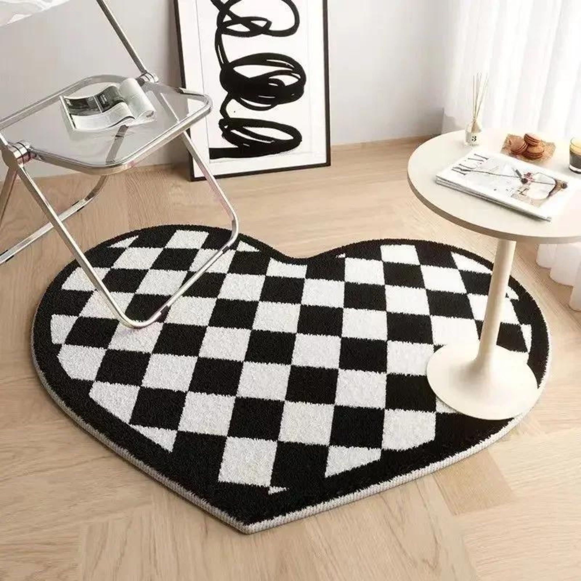 Checkered Heart Shaped Rug` - Payhip