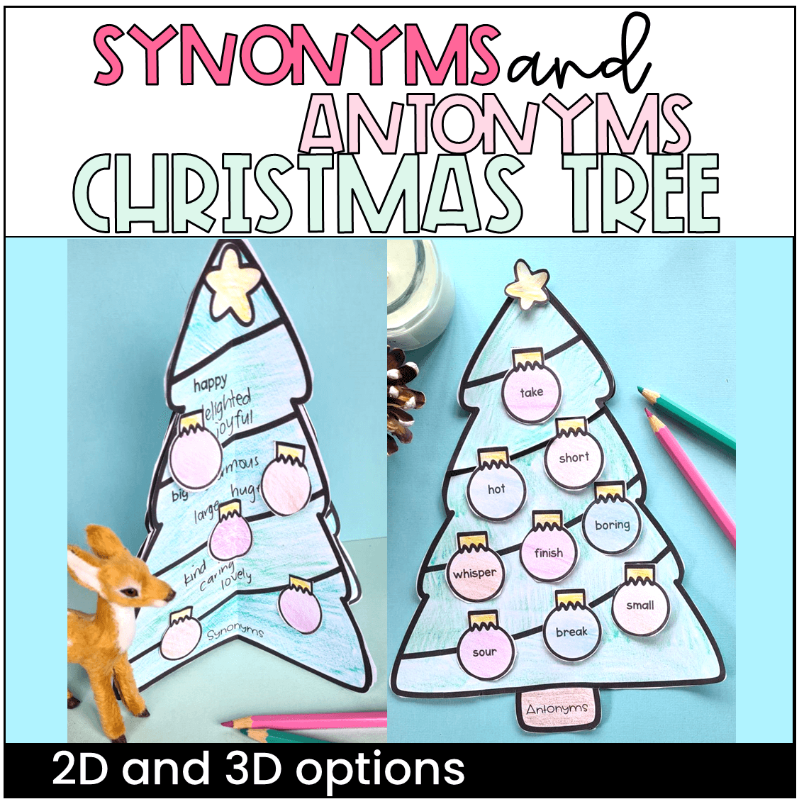 Christmas Tree Synonyms And Antonyms Craft Grammar Activity
