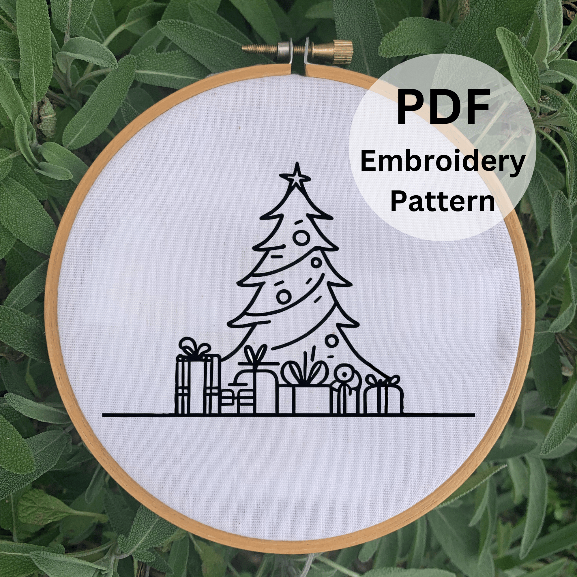 Christmas Tree with Gifts Hand Embroidery Pattern - Instant Download ...
