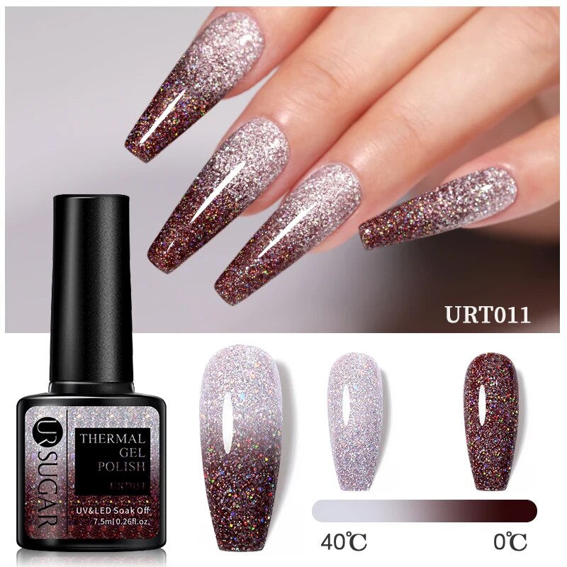 Winter Snow Sequins Color Changing Snowflakes Gel Nail Polish Color: URT011