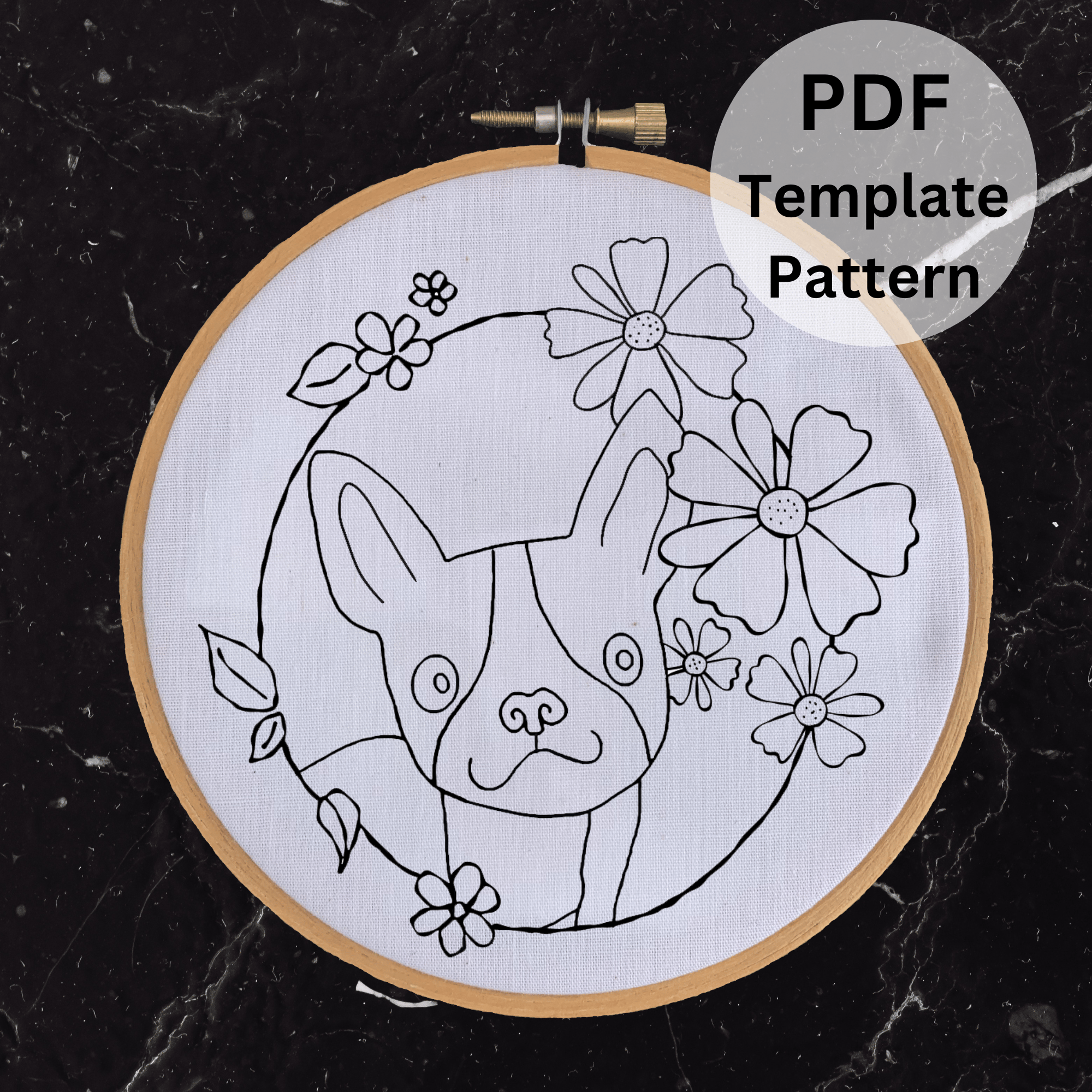 Frenchie & Floral Embroidery Pattern 6-Different Sizes - Stitch Your ...