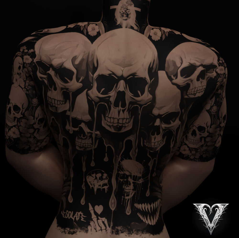 Melting Skulls Ace Base Tattoo Texture