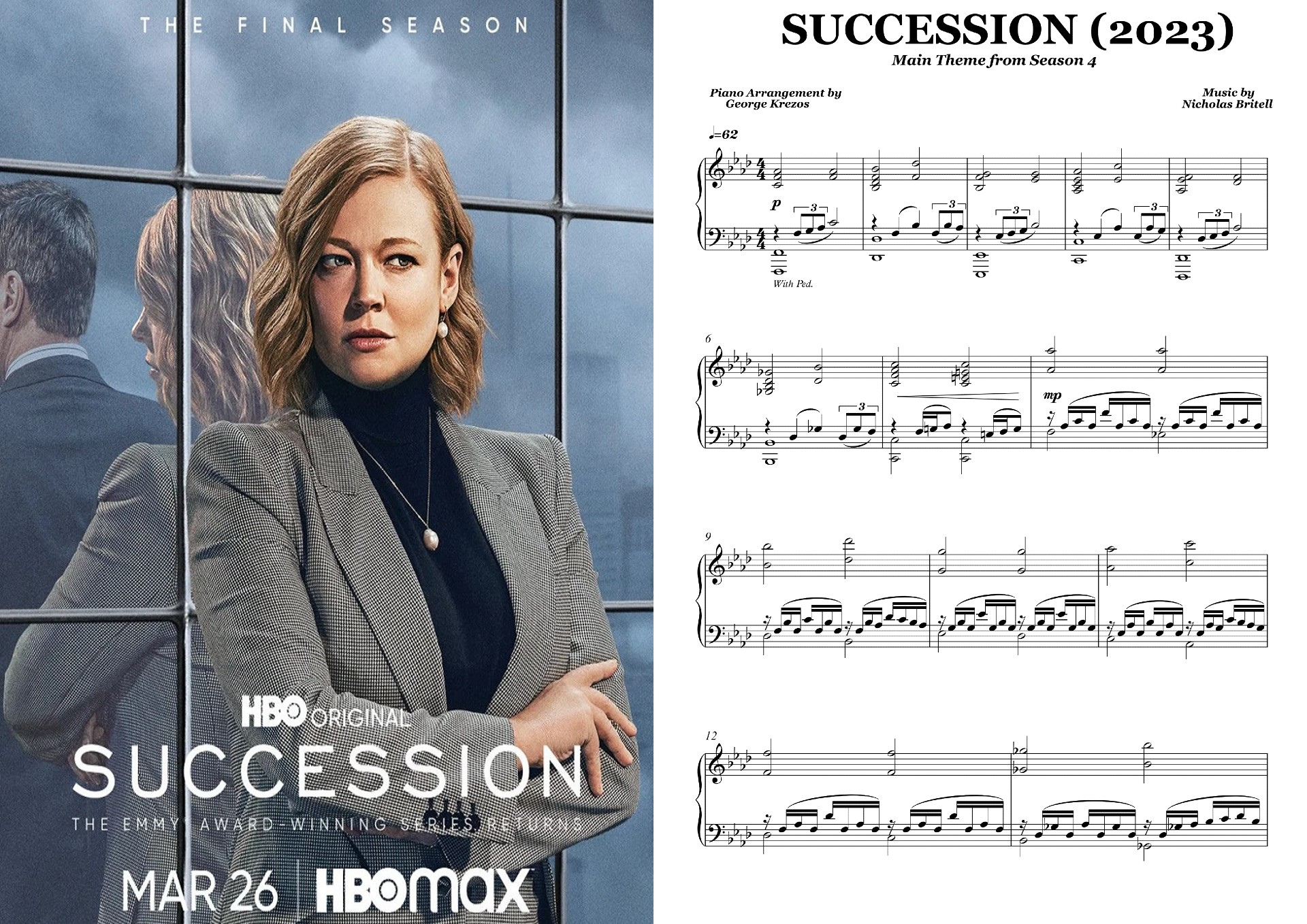 SUCCESSION HBO SERIES S4 - Main Theme (Piano Sheet Music)