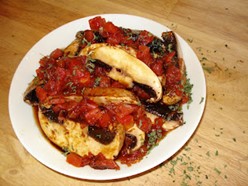 Pasta Sauce over Grilled Mushrooms