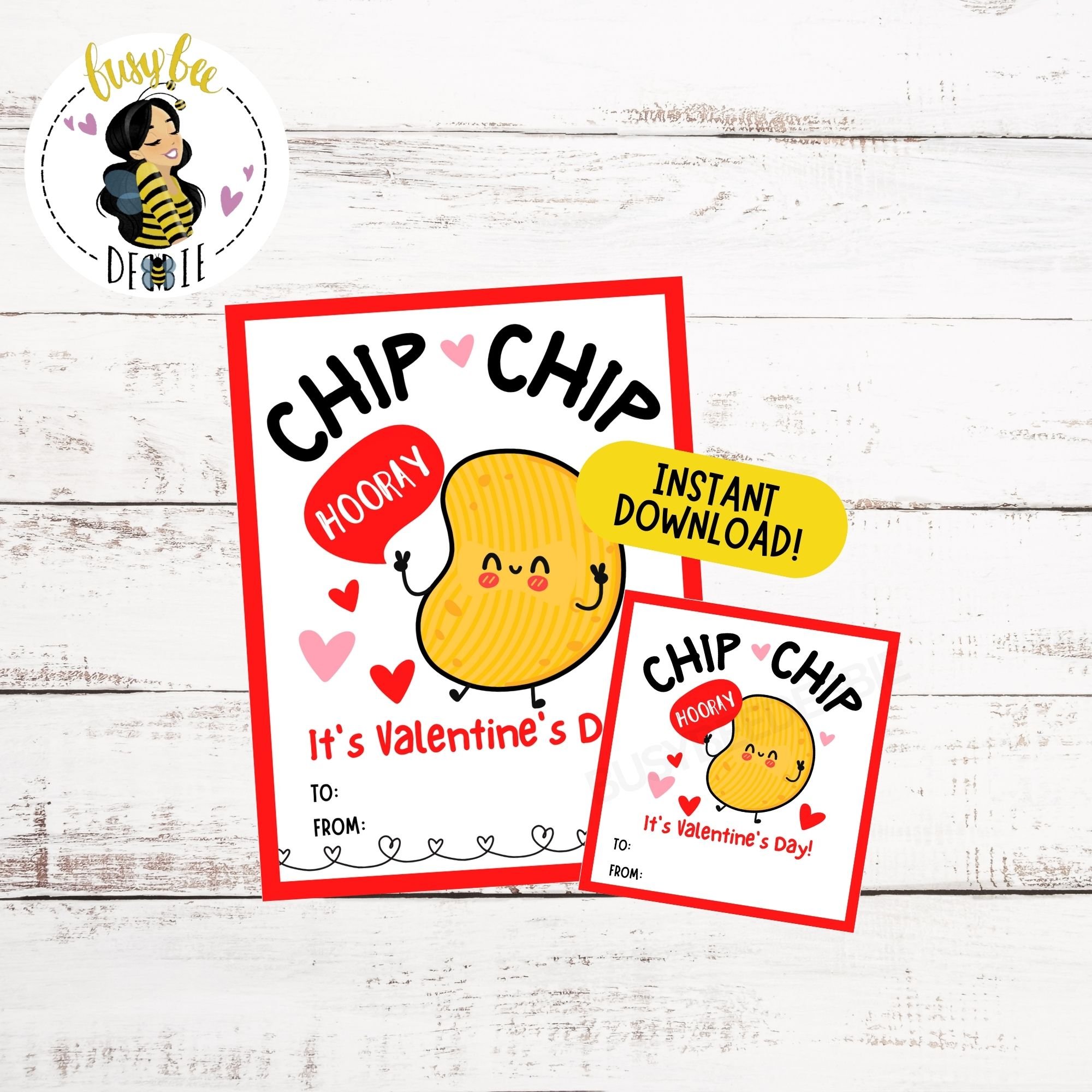 Printable Valentine Chip Labels | Valentines for Chips | Kids School Class Valentine's Day | Valentine's Day Treats | Chip Bag Gift Tags - Payhip for Chip Chip Hooray Valentine Free Printable