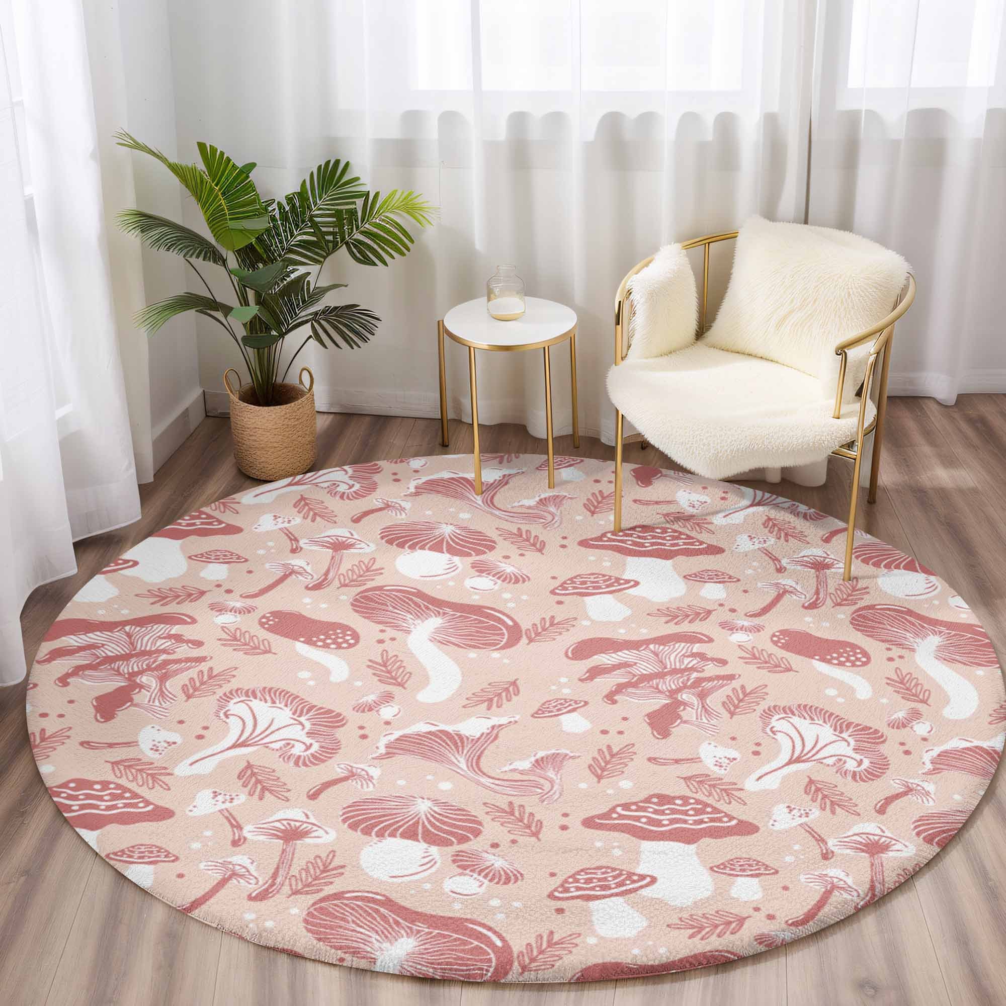 Maturo Rug Retro Mushrooom Round Rug`