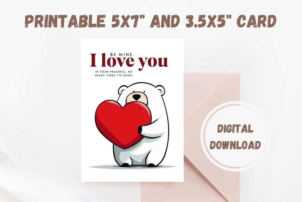 Hearts Printable Card, 5x7