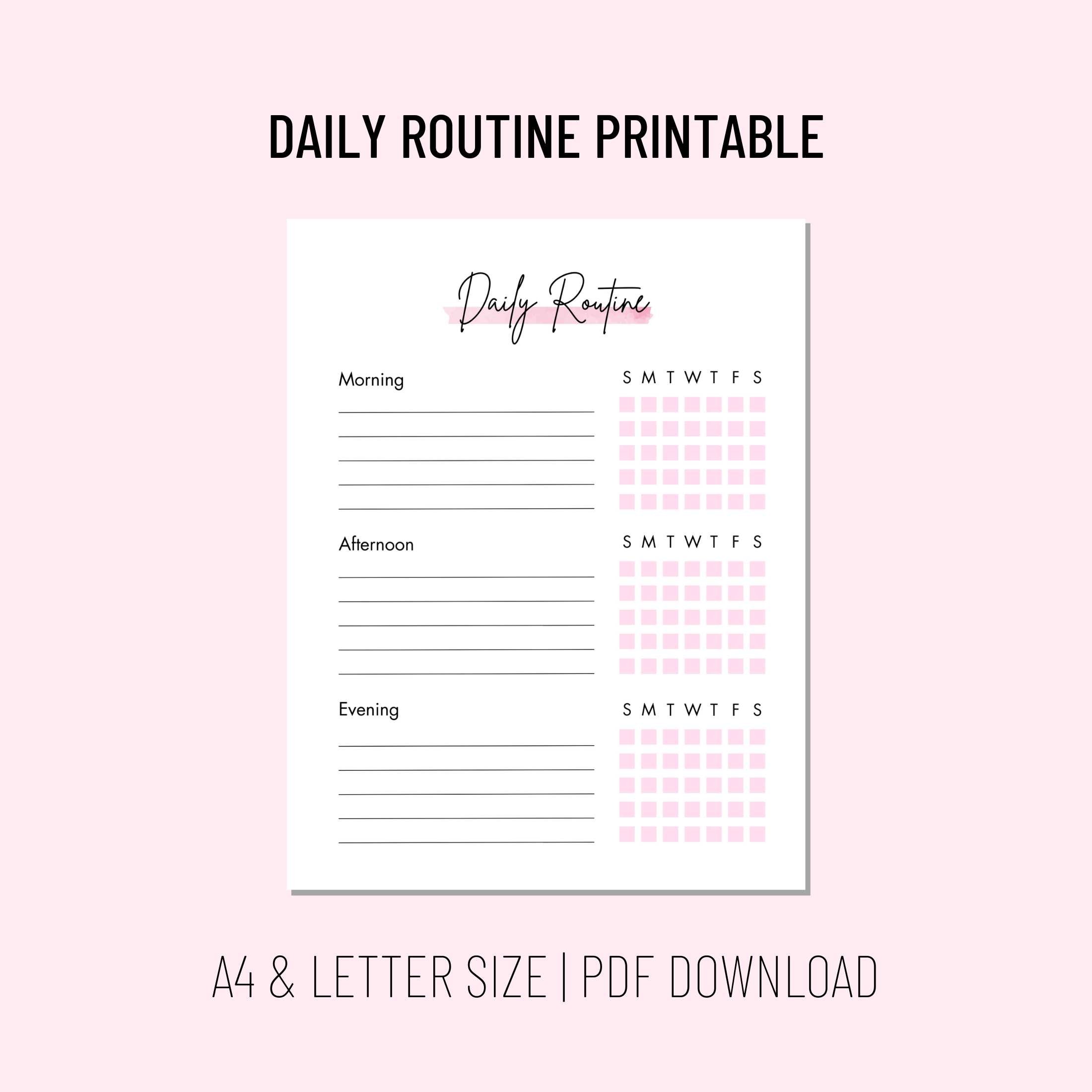 Daily Routine Pink Widget Pink Daily Routine Printable - Payhip