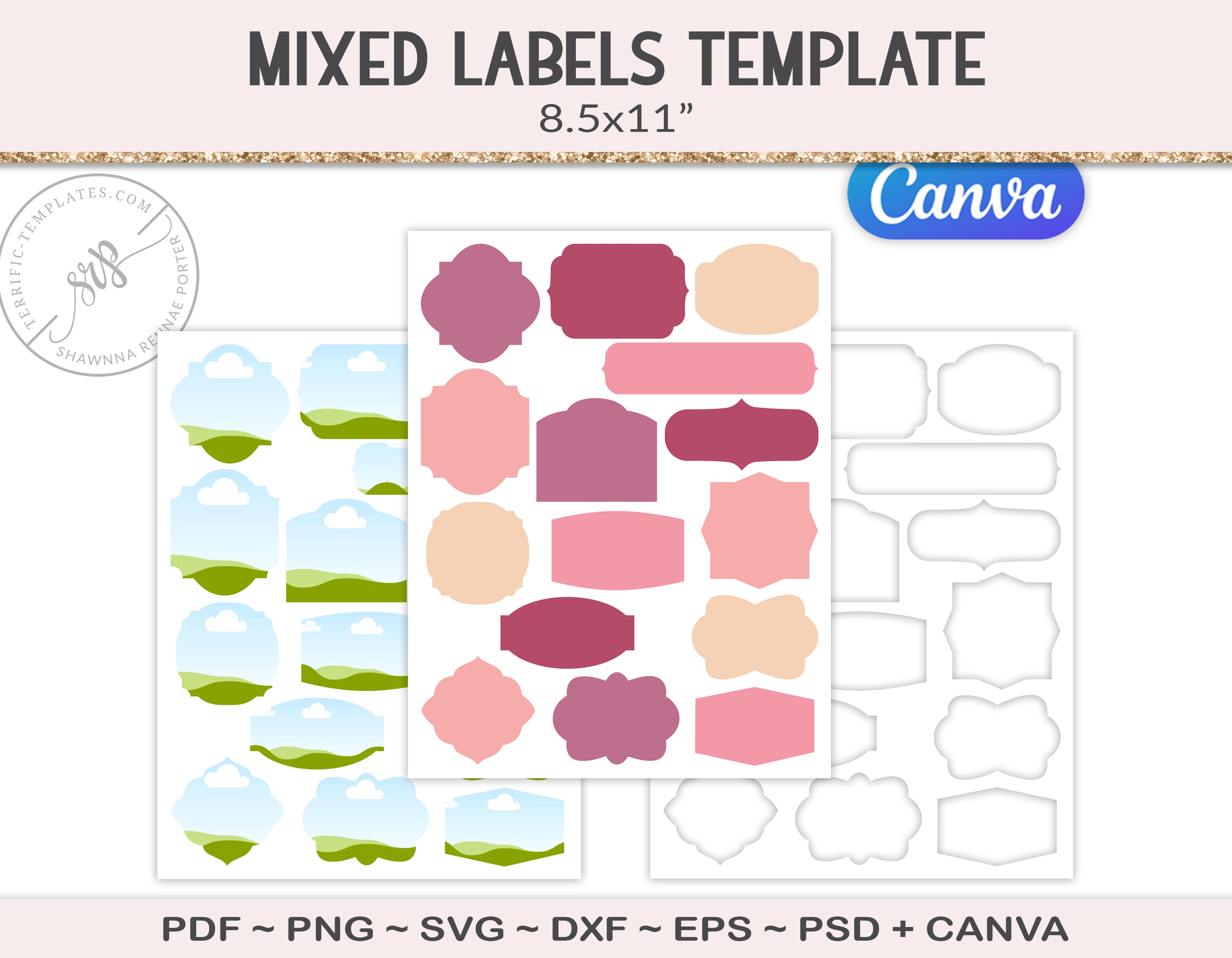 Mixed Label Mixed label collage sheet template (AG54) - Payhip