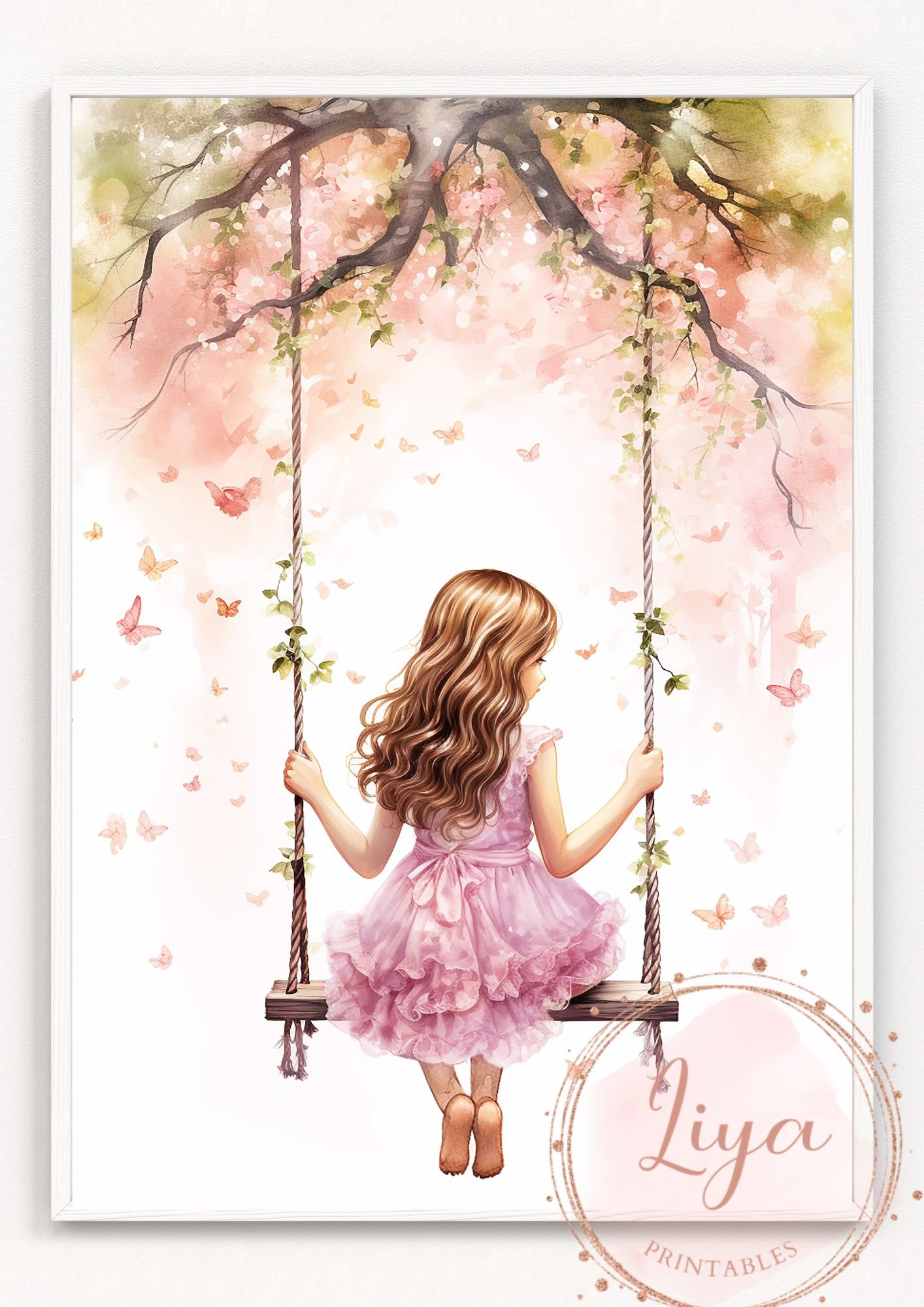 Printable Girl on a Swing, Girl in pink Dress on a Swing Art, Instant  Download - Payhip