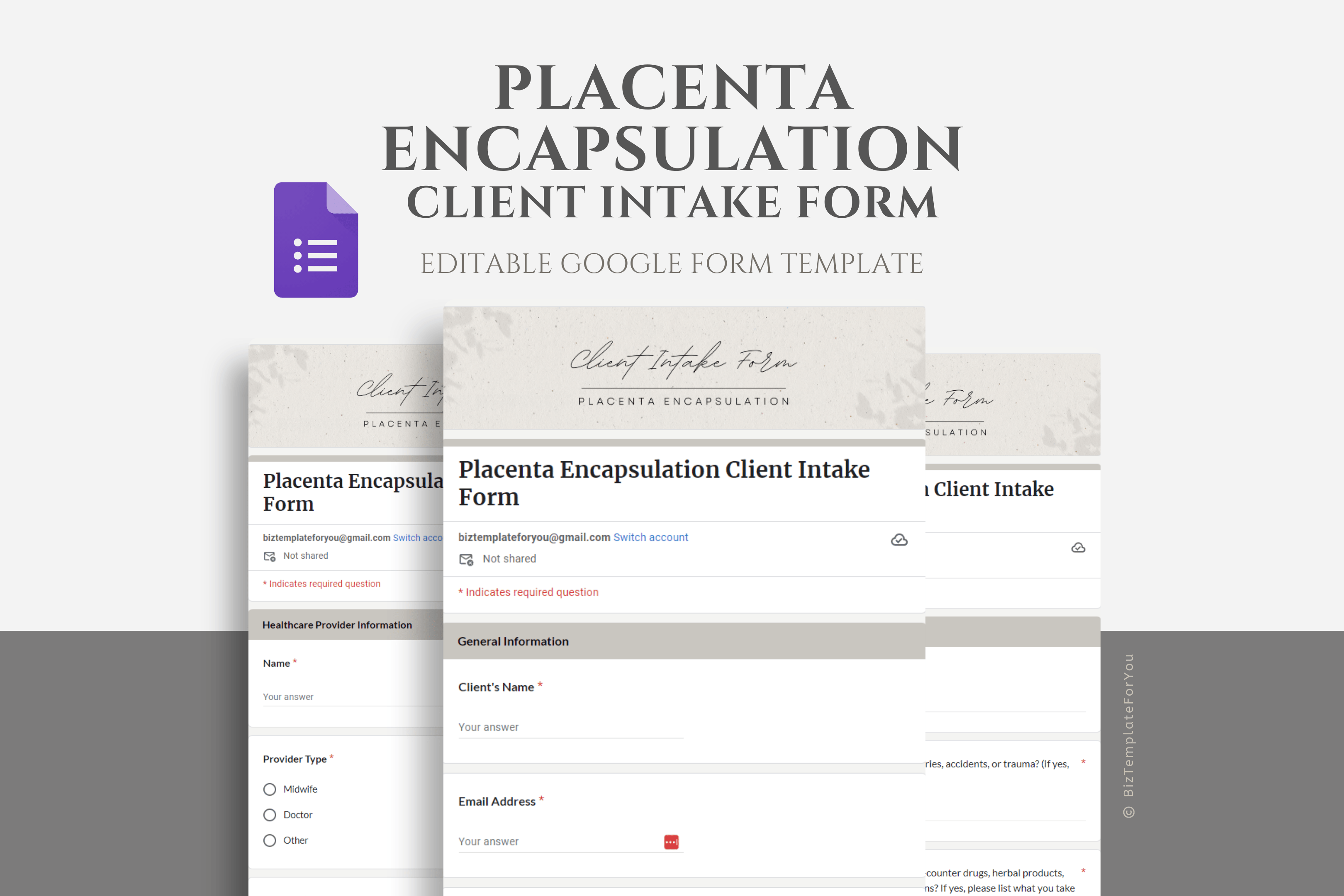Editable Placenta Encapsulation Client Intake Form Template for Doulas ...