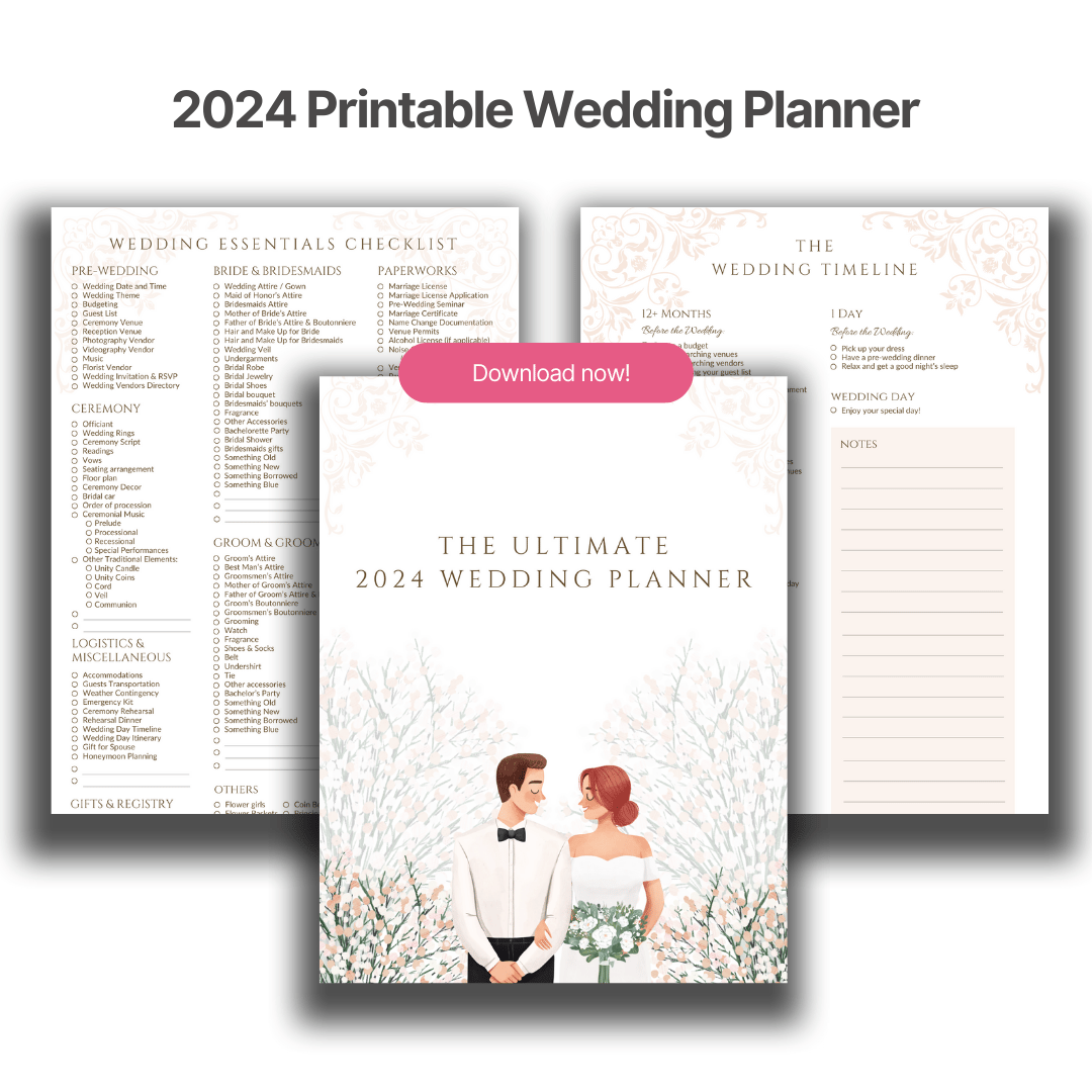 2024 Ultimate Printable Wedding Planner - Pink (Dated - 75 Pages) - Payhip