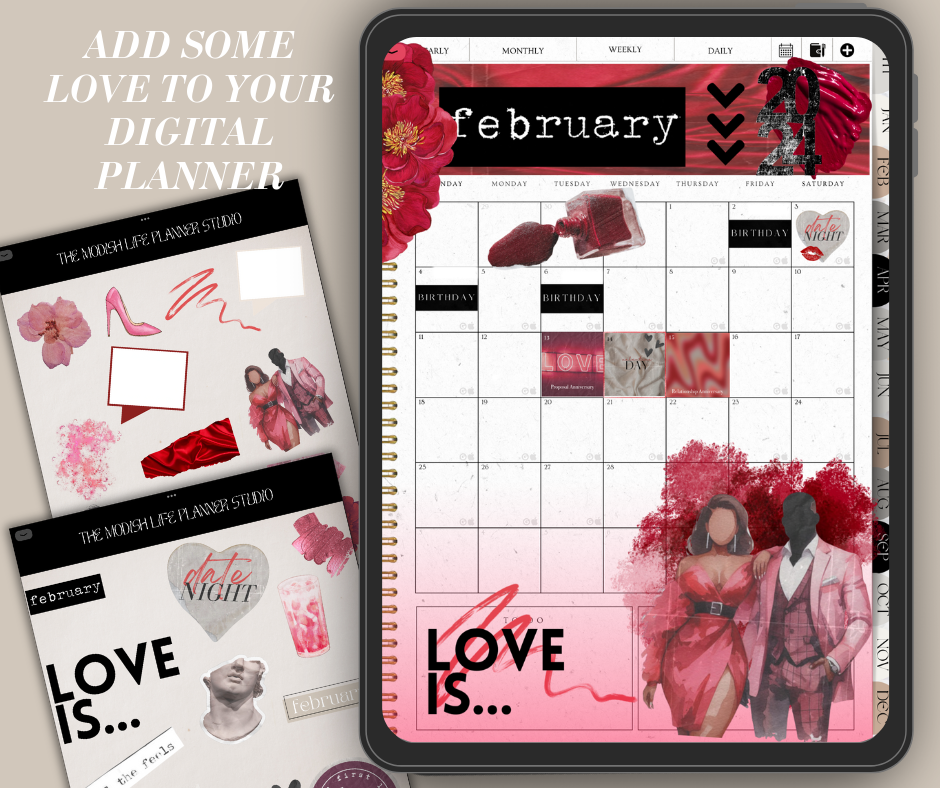 Modish Valentine Digital Planner Stickers Collection - Payhip