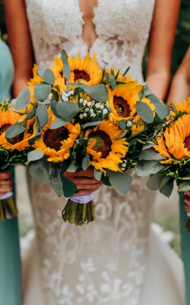 sunflower themed wedding bridesmaids