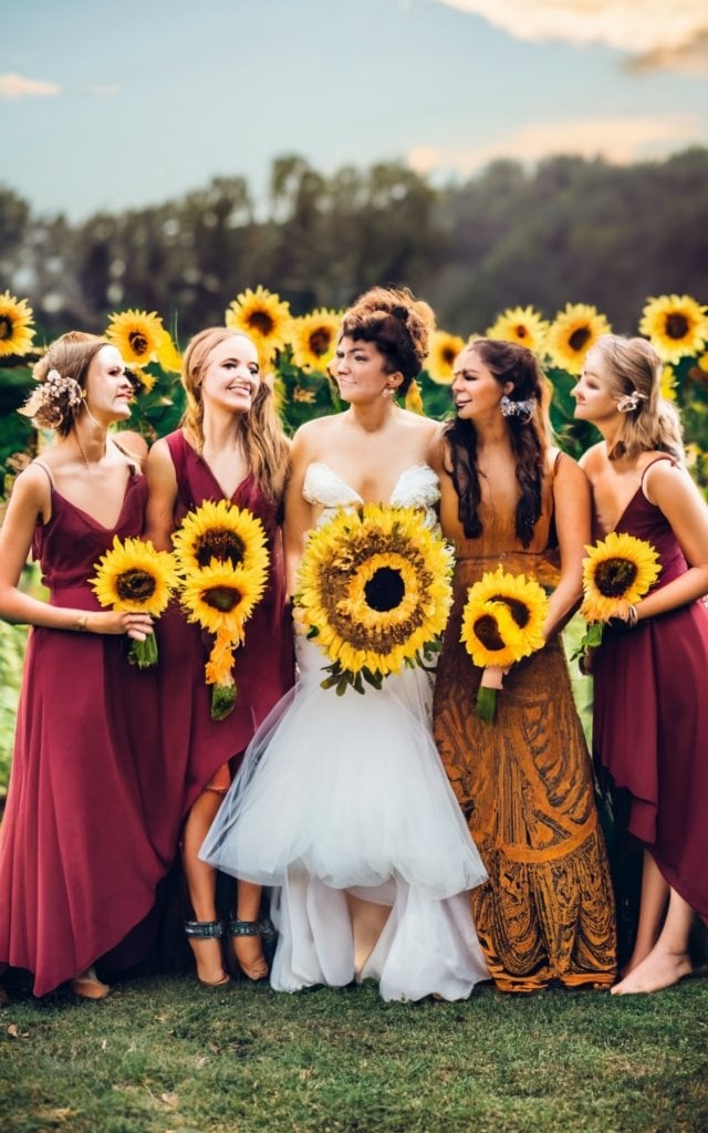 sunflower themed wedding bridesmaids