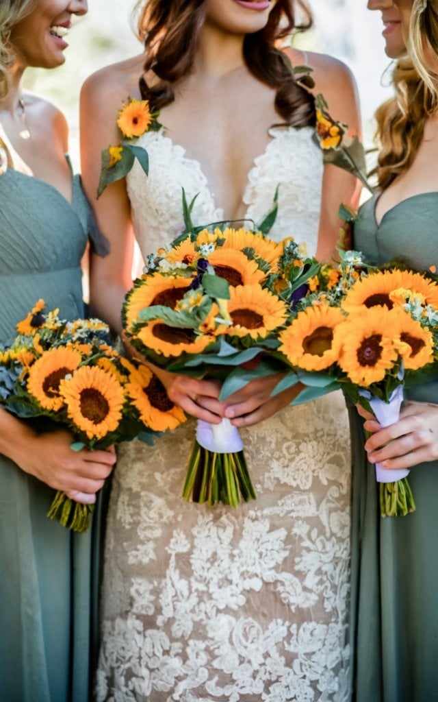 sunflower themed wedding bridesmaids