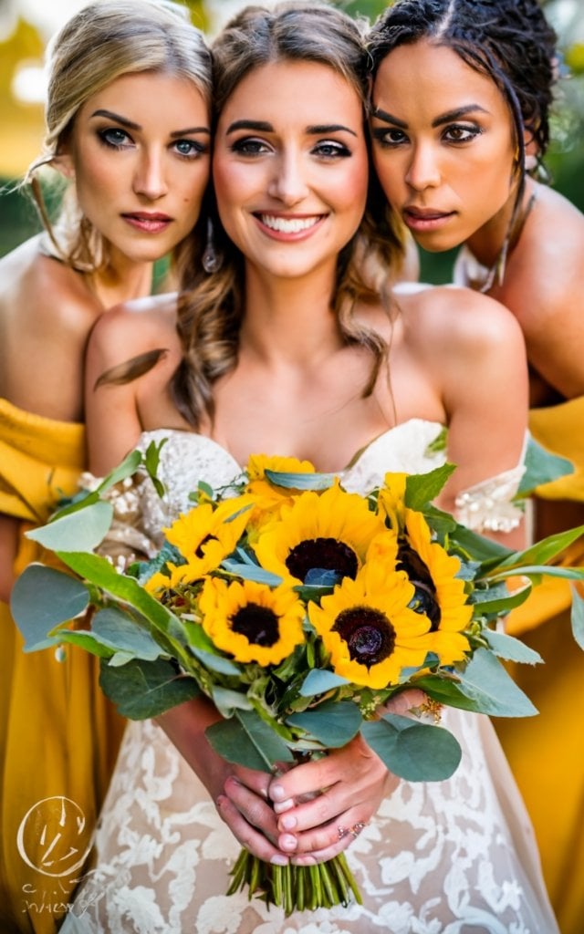 sunflower themed wedding bridesmaids