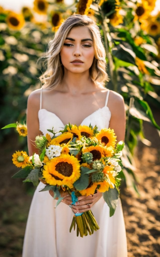 sunflower themed wedding bridesmaids