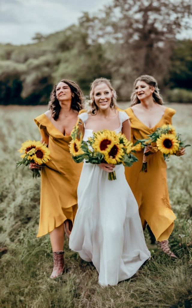 sunflower themed wedding bridesmaids