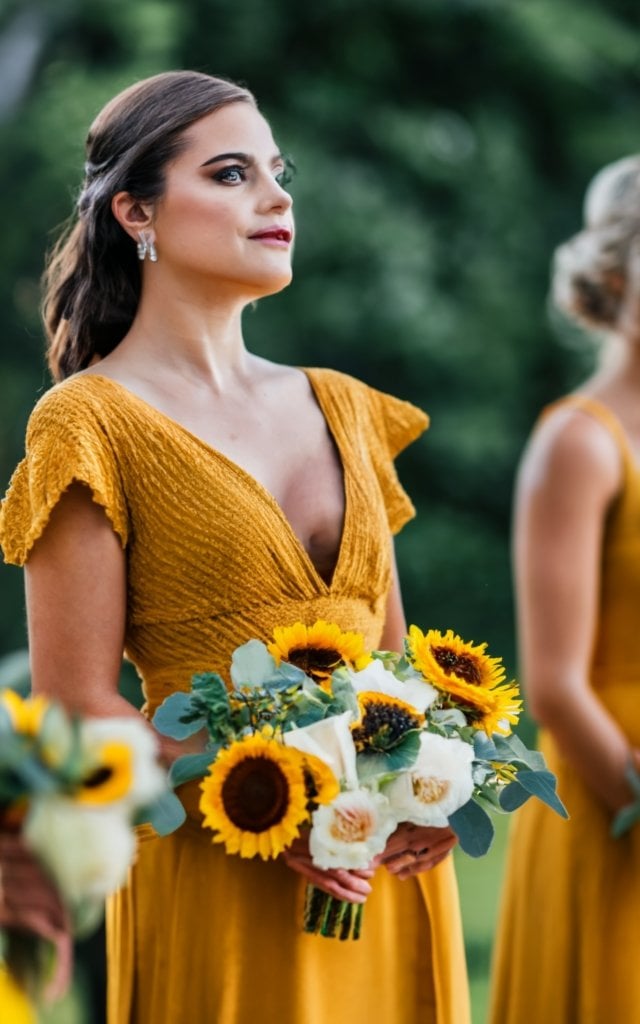 sunflower themed wedding bridesmaids