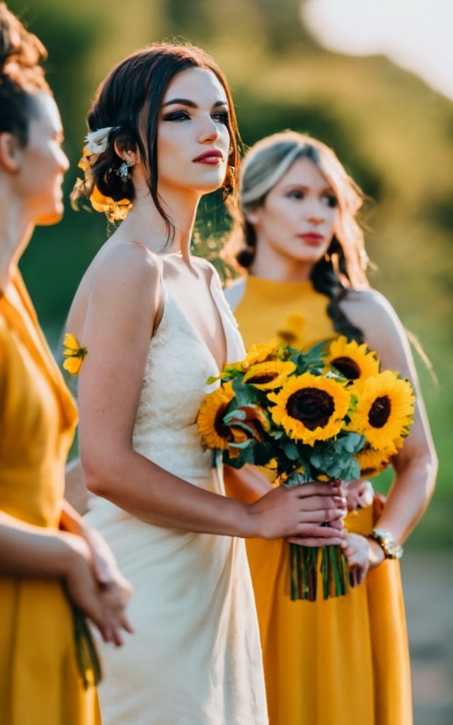sunflower themed wedding bridesmaids