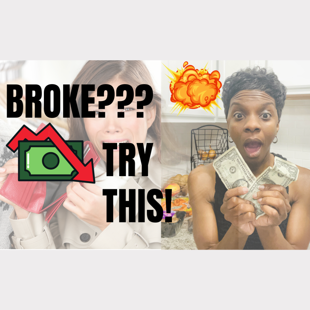 Black lady holding money with white lady holding empty wallet in shock- Broke Try The 50-30-20 Budgeting Method!