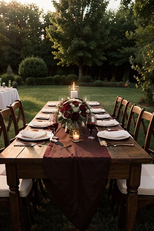 burgundy table decoration
