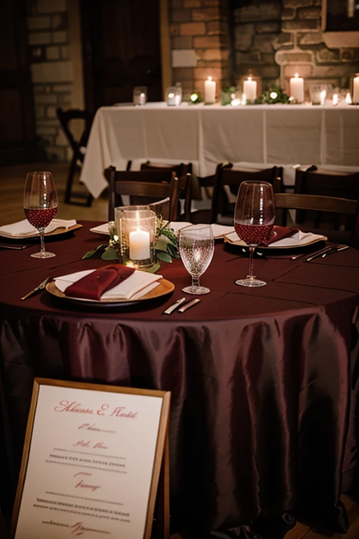 burgundy table decoration