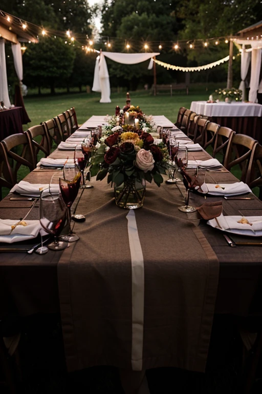 burgundy table decoration
