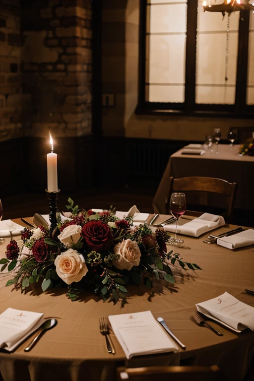 burgundy table decoration