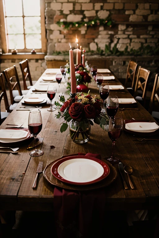 burgundy table decoration