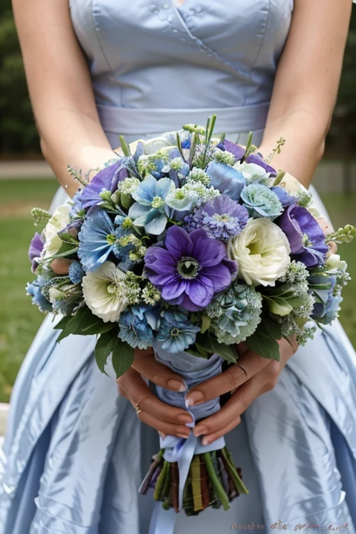 dusty blue wedding bouquet