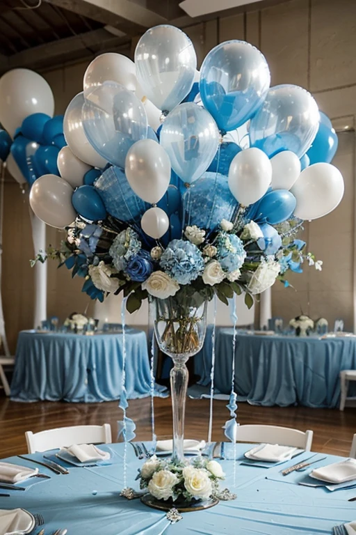 dusty blue wedding centerpiece
