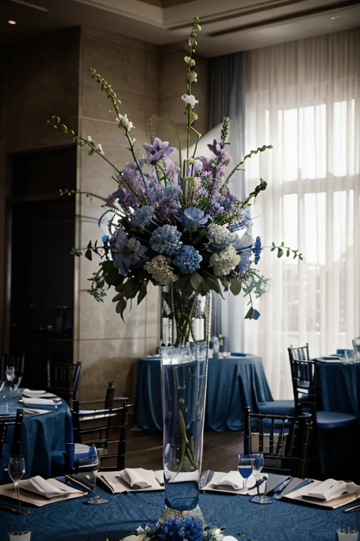 dusty blue wedding centerpiece