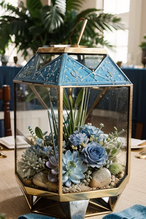 dusty blue wedding centerpiece
