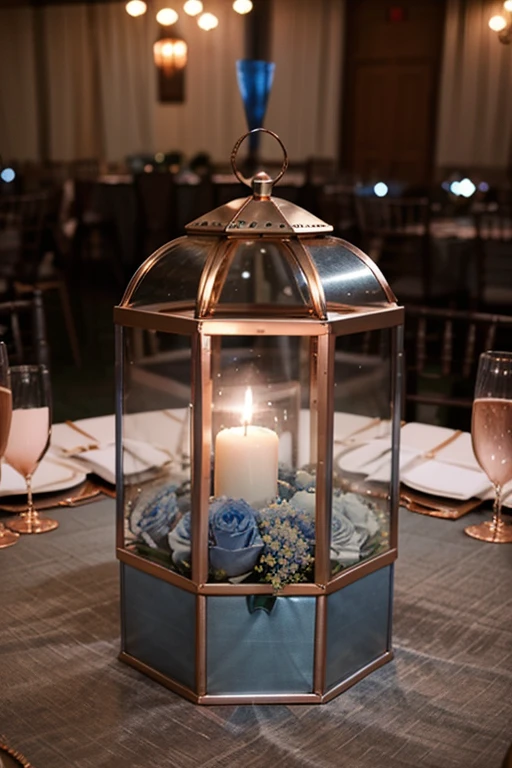 dusty blue wedding centerpiece