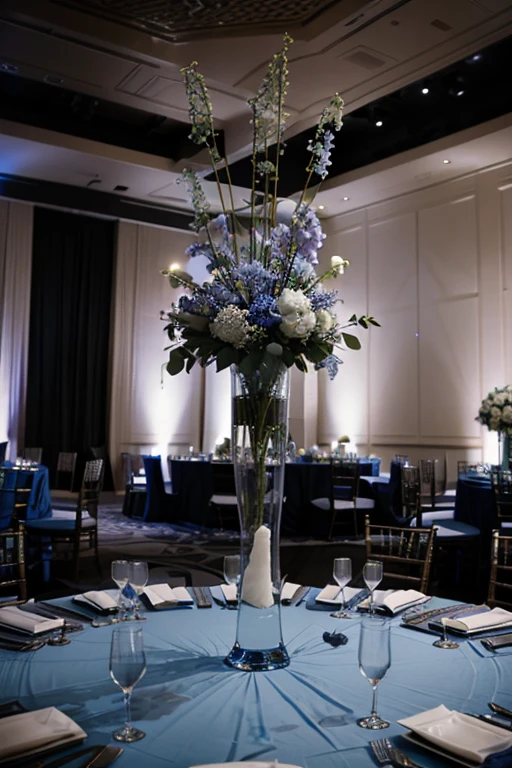 dusty blue wedding centerpiece