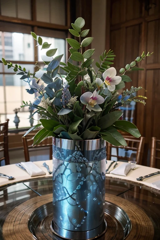 dusty blue wedding centerpiece