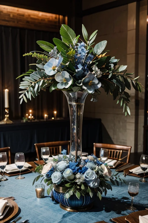 dusty blue wedding centerpiece