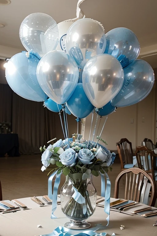 dusty blue wedding centerpiece