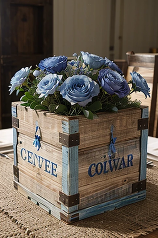 dusty blue wedding centerpiece